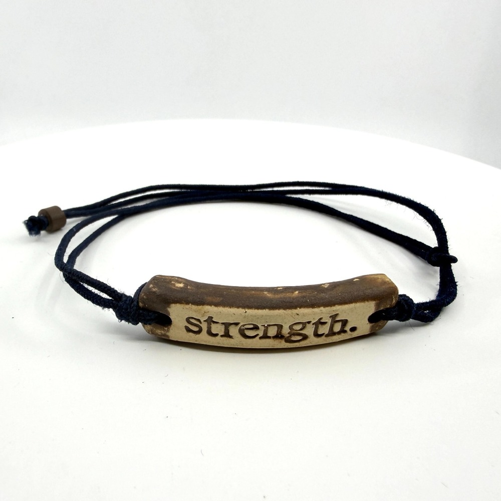 "Strength" Inspirational Cord Bracelet Minimalist Rustic Bohemian Jewelry Gift